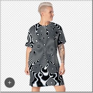 Black and White Swirl T-shirt Dress